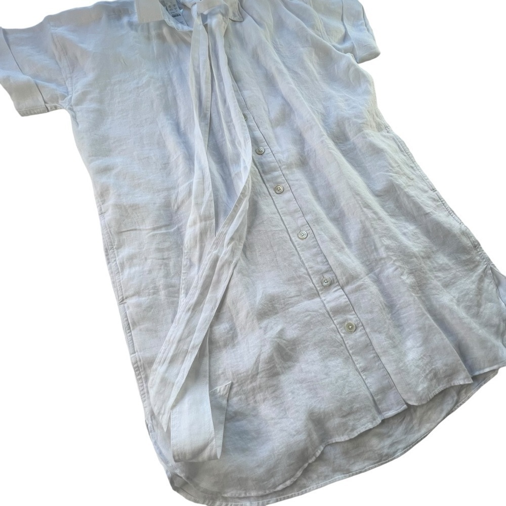 J.Crew Capitaine Shirtdress in Linen in White Color Size Large - Picture 12 of 14